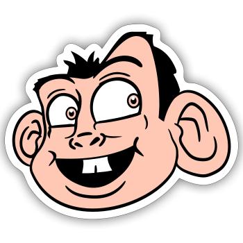 Affe Gesicht Süßer Niedlicher Kopf Lacht Glücklich - Sticker Größe S (10 x 10 cm) - Mattweiß - Vorne
