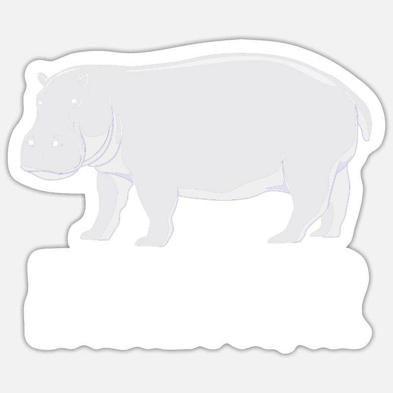Hippopotame - Sticker taille S (10 x 10 cm) - blanc mat