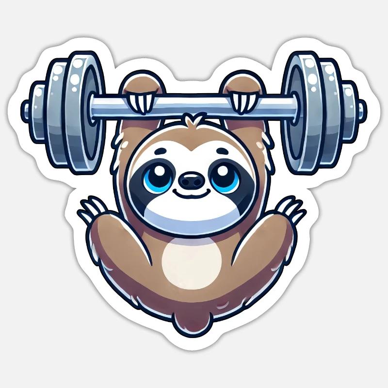 Lazy Dumbbell Pull-Up Workout Funny Sticker size S (10 x 10 cm)