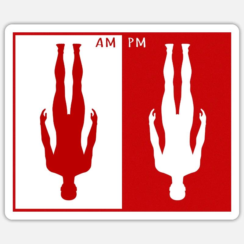 AM PM - Sticker Größe S (10 x 10 cm) - Mattweiß