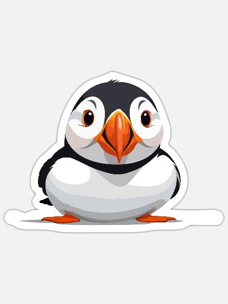 Papageientaucher Peeking Niedliche Entzückende Lustige Tier Karikatur - Sticker Größe S (10 x 10 cm) - Mattweiß