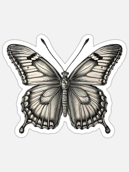 Schmetterling - Sticker Größe S (10 x 10 cm) - Mattweiß