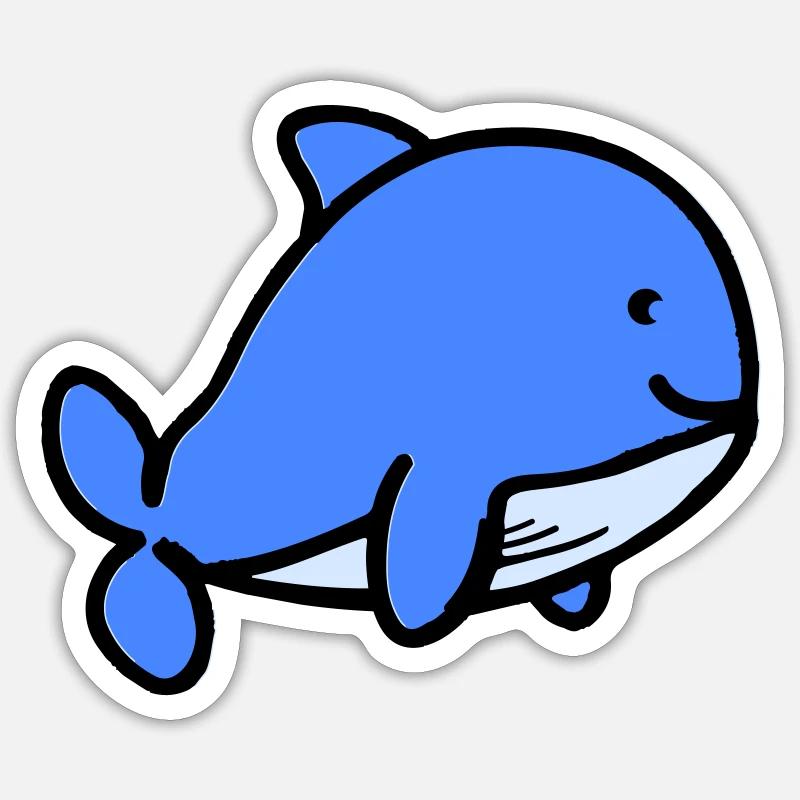 Bande dessinée bébé baleine - Sticker taille S (10 x 10 cm) - blanc mat