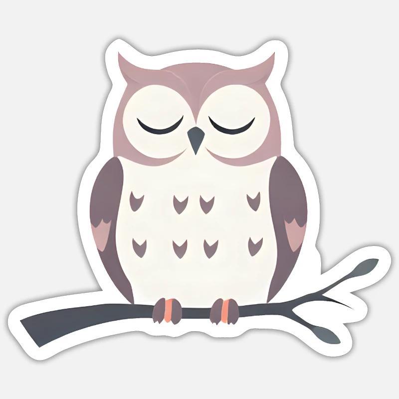 Schläfrige Eule Sticker Größe S (10 x 10 cm)