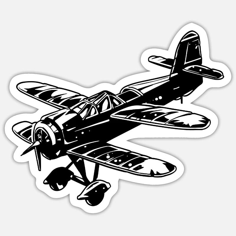 Propeller Flugzeug Grafik - Sticker Größe S (10 x 10 cm) - Mattweiß