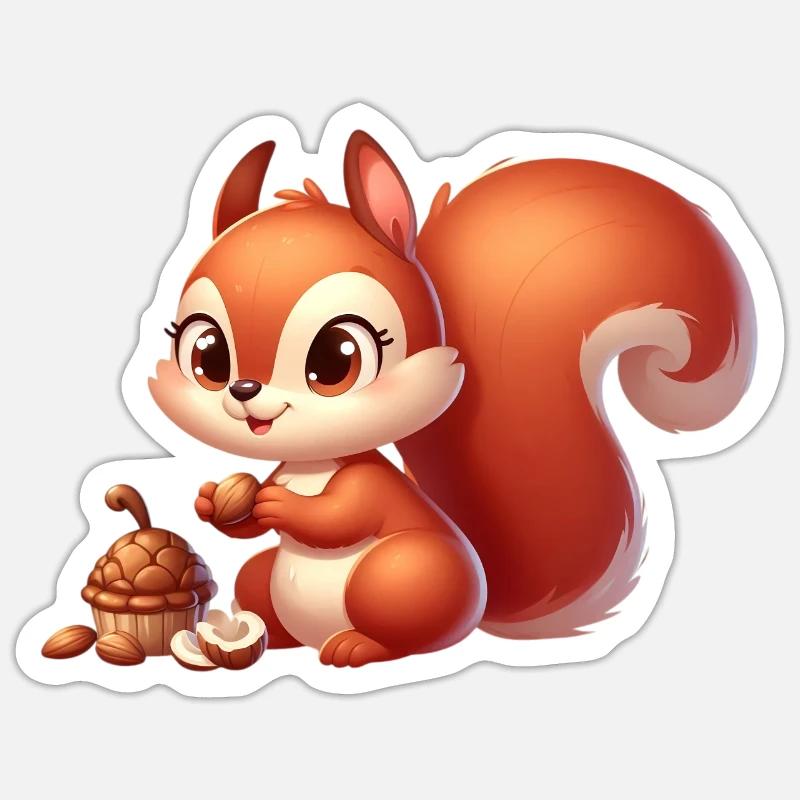 écureuil 8 - Sticker taille S (10 x 10 cm) - blanc mat