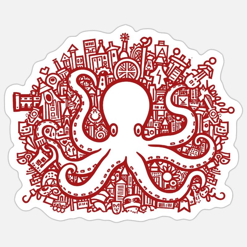 Krake - Sticker Größe S (10 x 10 cm) - Mattweiß