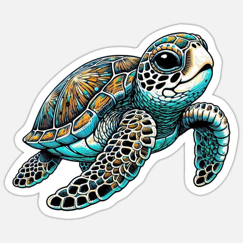 Schildkröte - Sticker Größe S (10 x 10 cm) - Mattweiß
