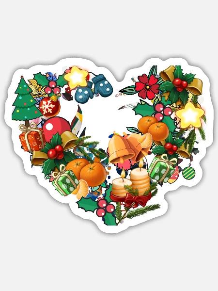 Herz,Weihnachten,Adventsherz,Blumenherz - Sticker Größe S (10 x 10 cm) - Mattweiß
