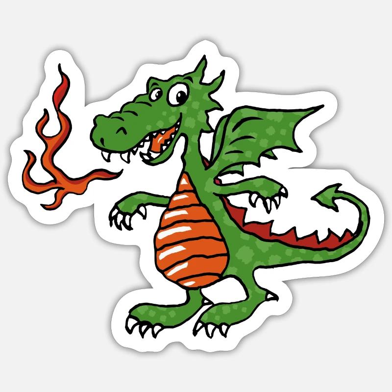 Petit dragon de feu - Sticker taille S (10 x 10 cm) - blanc mat