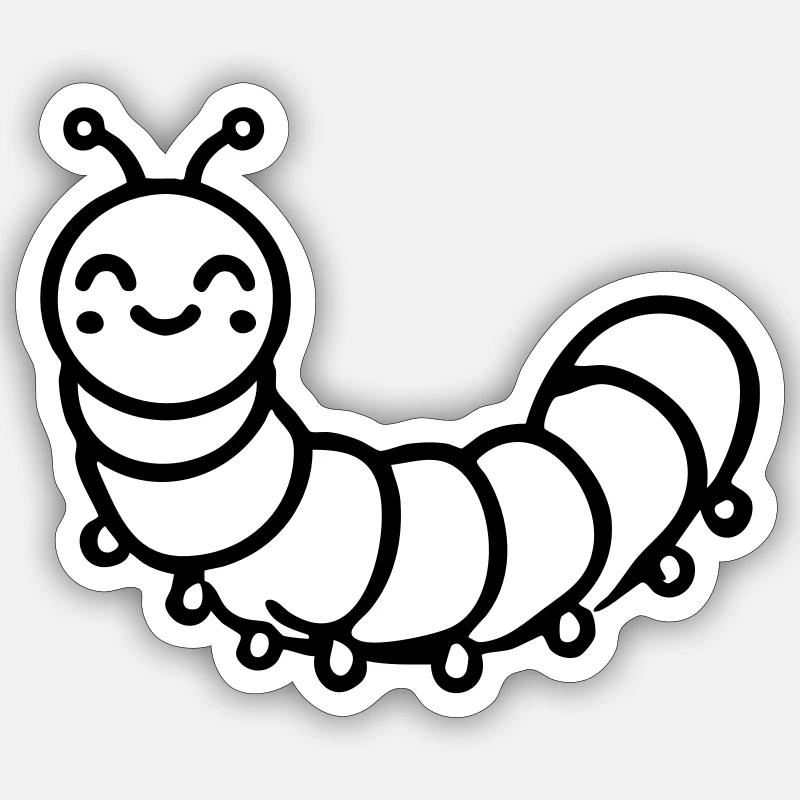 Chenille Papillon Ver Sticker taille S (10 x 10 cm)