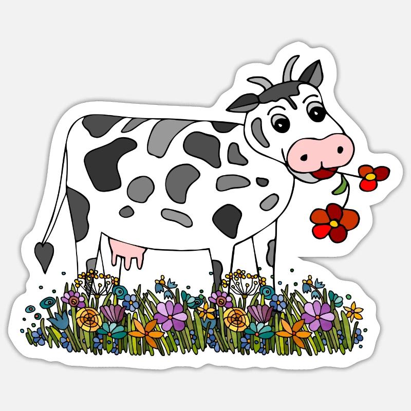 Vache - Sticker taille S (10 x 10 cm) - blanc mat