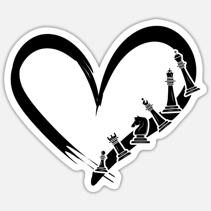 Échecs Joueur d’échecs Échec et mat Amour des échecs - Sticker taille S (10 x 10 cm) - blanc mat