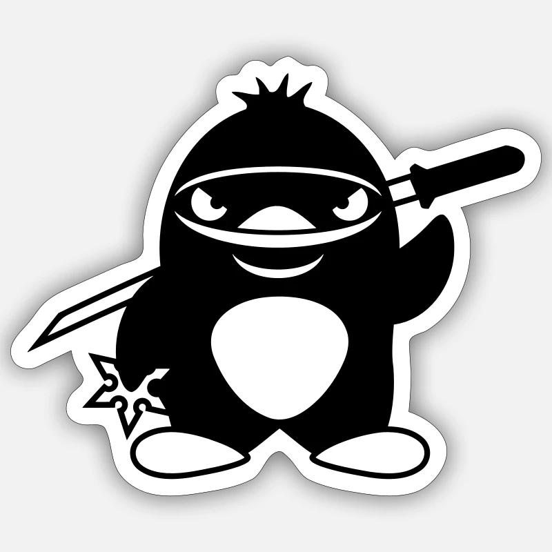 Penguin Ninja Samurai Japanese Katana Fighter Sticker size S (10 x 10 cm)