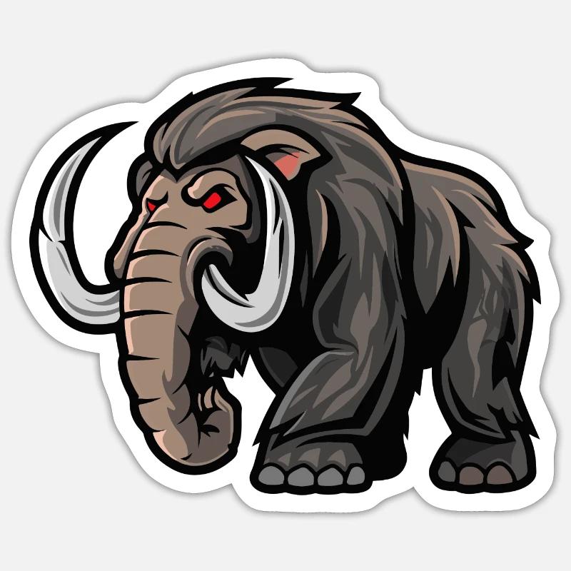 Mammut Comic - Sticker Größe S (10 x 10 cm) - Mattweiß