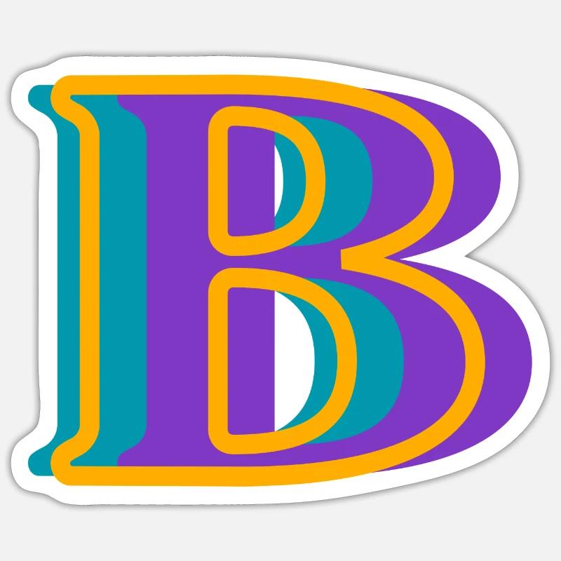Mehrfarbiger Buchstabe b - originelle Geschenkidee - Sticker Größe S (10 x 10 cm) - Mattweiß