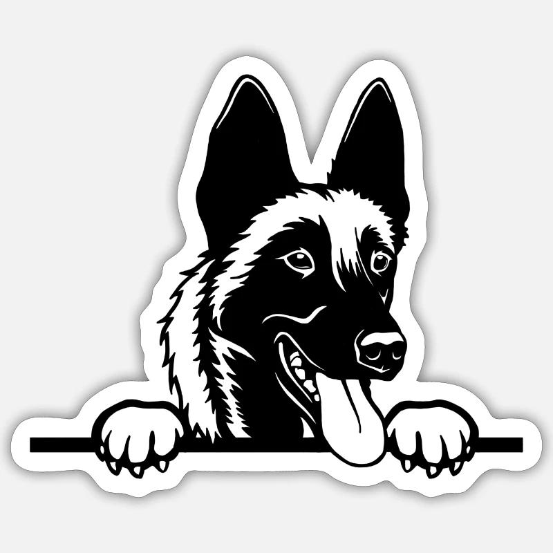 MALINOIS SCHWARZ - Sticker Größe S (10 x 10 cm) - Mattweiß