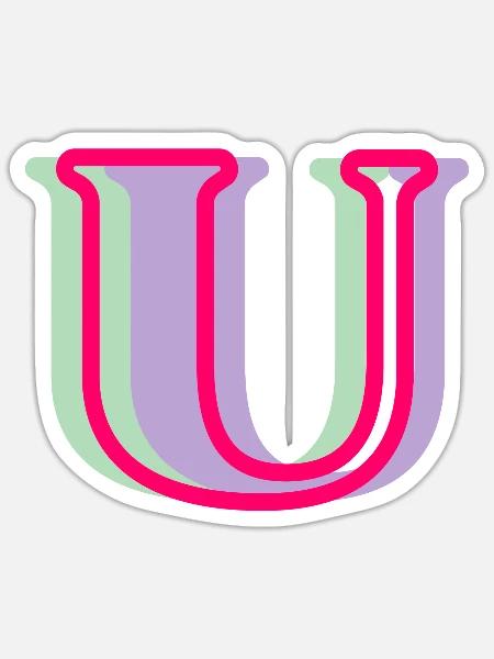Mehrfarbiger Buchstabe u - Sticker Größe S (10 x 10 cm) - Mattweiß