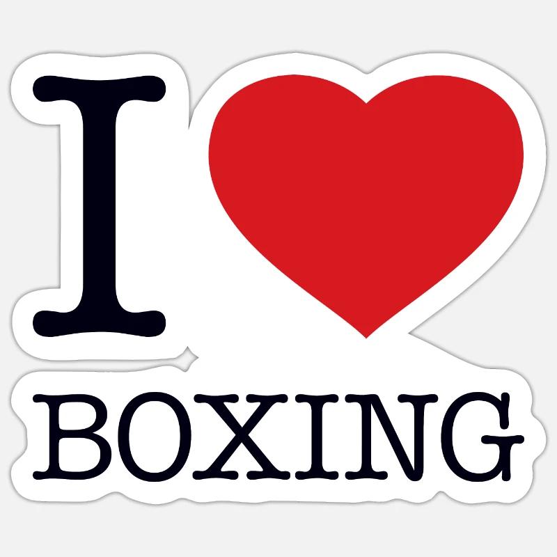 J’ADORE LA BOXE - Sticker taille S (10 x 10 cm) - blanc mat