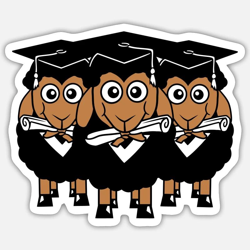 3 Sheep Certificate College Abi Three Students Team Sticker size S (10 x 10 cm)