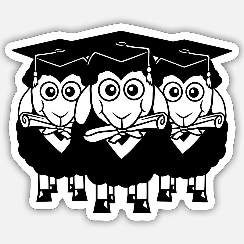 3 Sheep Certificate College Abi Three Students Team Sticker size S (10 x 10 cm)