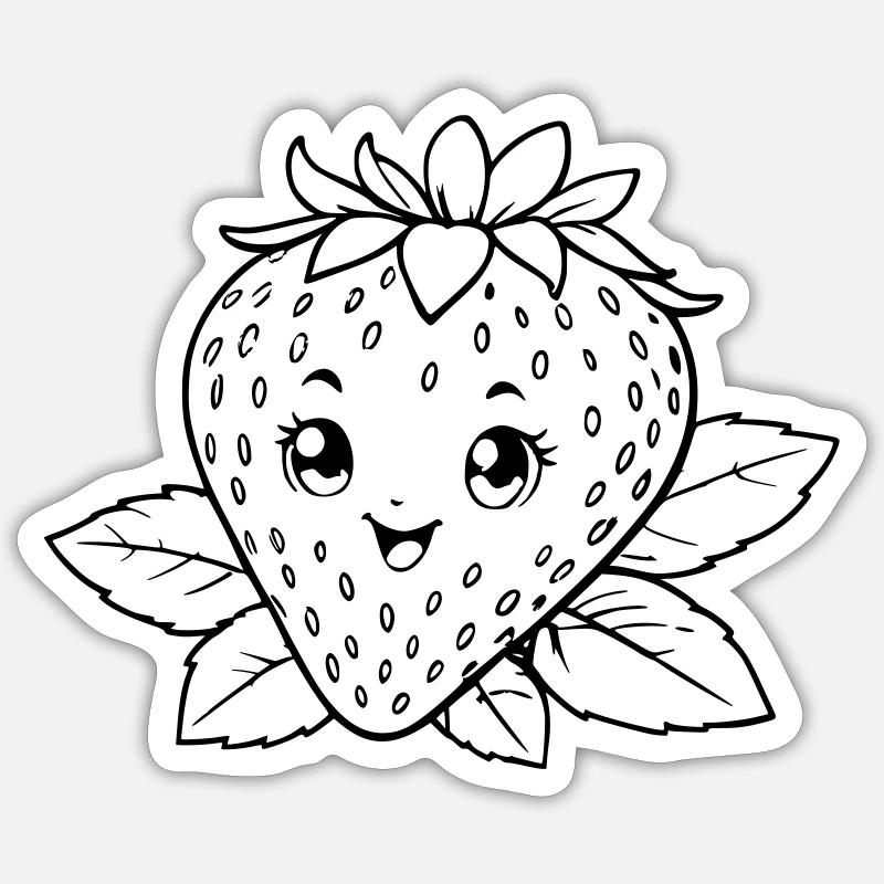 Erdbeere Umrisse - Sticker Größe S (10 x 10 cm) - Mattweiß