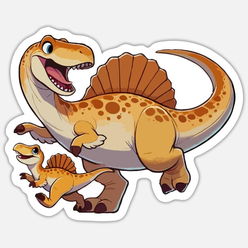 Spinosaurus Mutter und Kind Sticker Größe S (10 x 10 cm)