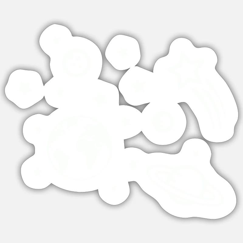 univers espace - Sticker taille S (10 x 10 cm) - blanc mat