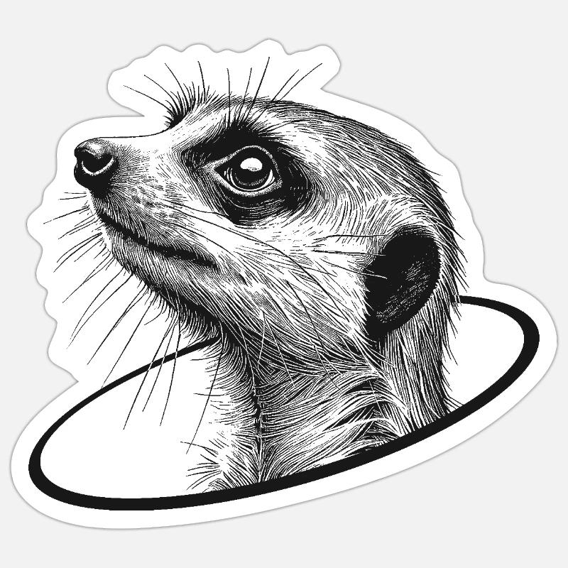 Erdmännchen - Sticker Größe S (10 x 10 cm) - Mattweiß