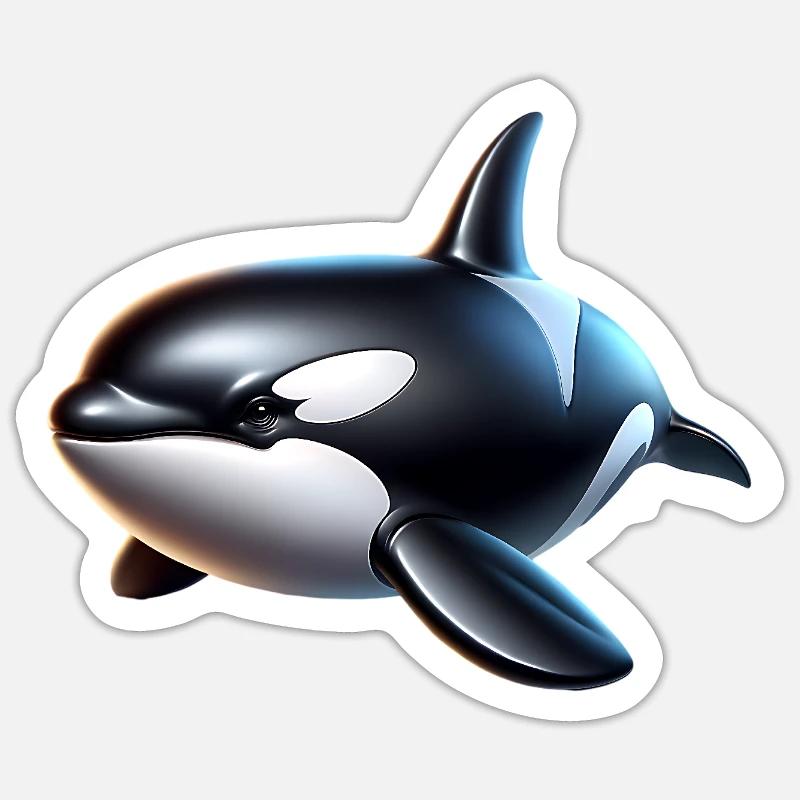 Orca Schwertwal - Sticker Größe S (10 x 10 cm) - Mattweiß
