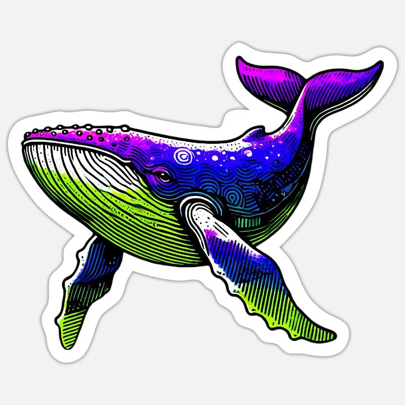 Wal - Sticker Größe S (10 x 10 cm) - Mattweiß