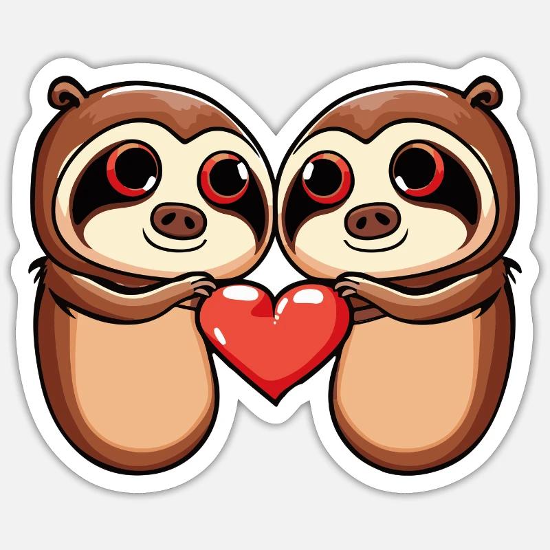 Sloth Couple Valentine's Day - Sticker size S (10 x 10 cm) - white matte