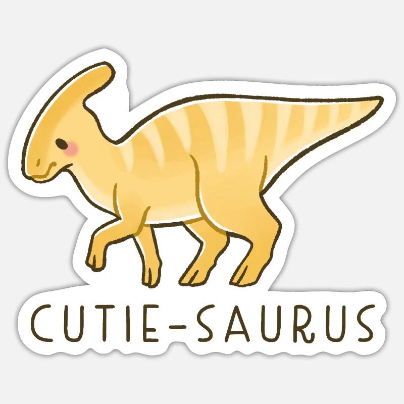 Mignon Dino Cutie-Saurus - Sticker taille S (10 x 10 cm) - blanc mat