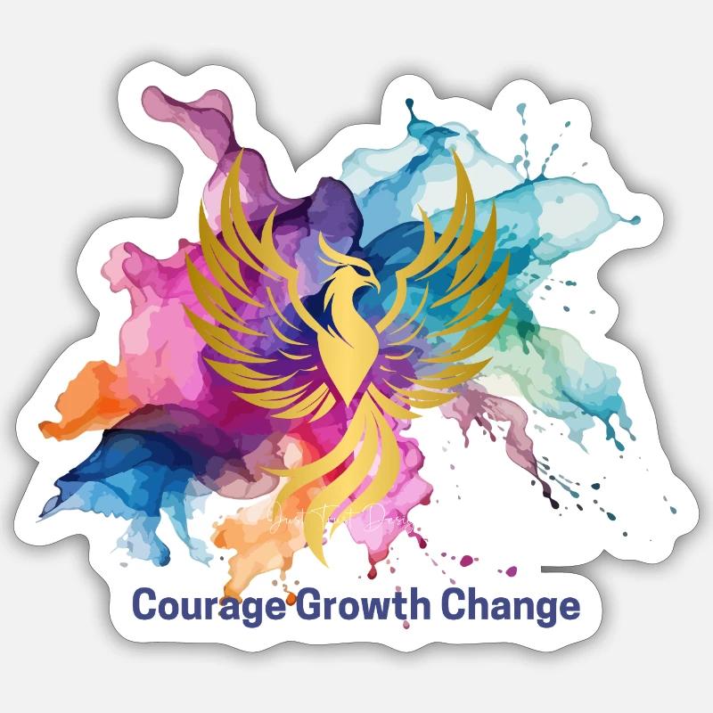 Courage Growth Change - Sticker Größe S (10 x 10 cm) - Mattweiß