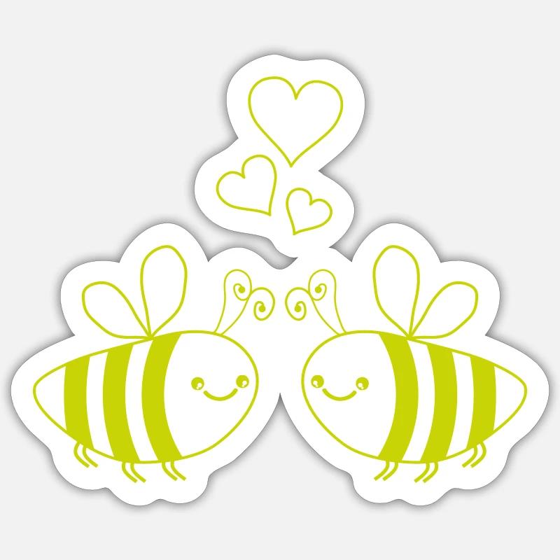 bienen liebe - Sticker Größe S (10 x 10 cm) - Mattweiß