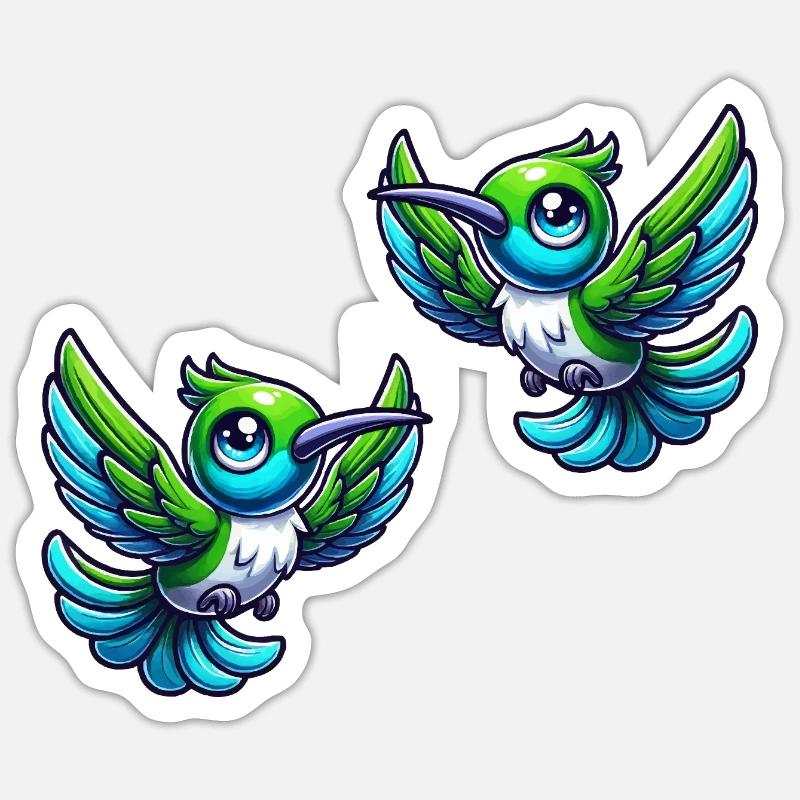 Colibri Oiseau 2 - Sticker taille S (10 x 10 cm) - blanc mat