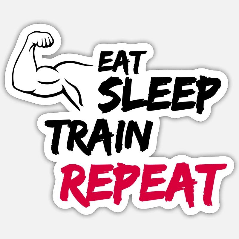 eat sleep train repeat - Sticker Größe S (10 x 10 cm) - Mattweiß