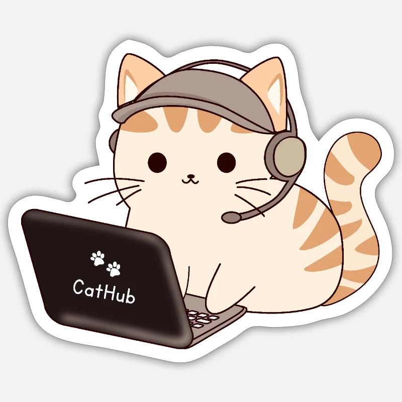 cat programmer - Sticker Größe S (10 x 10 cm) - Mattweiß