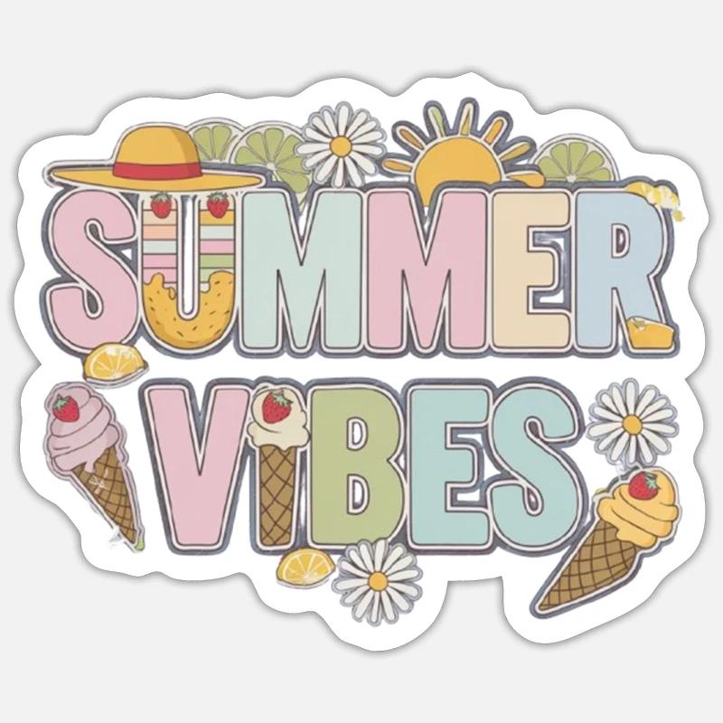 Boho Summer Vibes - Sticker Größe S (10 x 10 cm) - Mattweiß