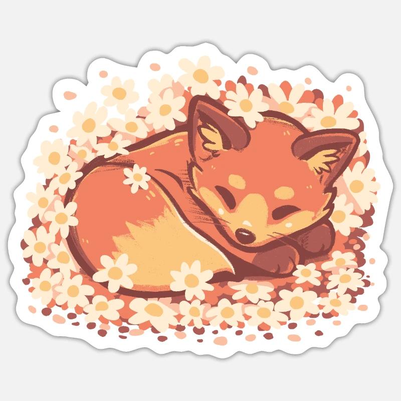 Daisy Spring Fox - Sticker Größe S (10 x 10 cm) - Mattweiß