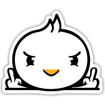 Bird evil middle finger showing bad boy behind fence - Sticker size S (10 x 10 cm) - white matte - Front