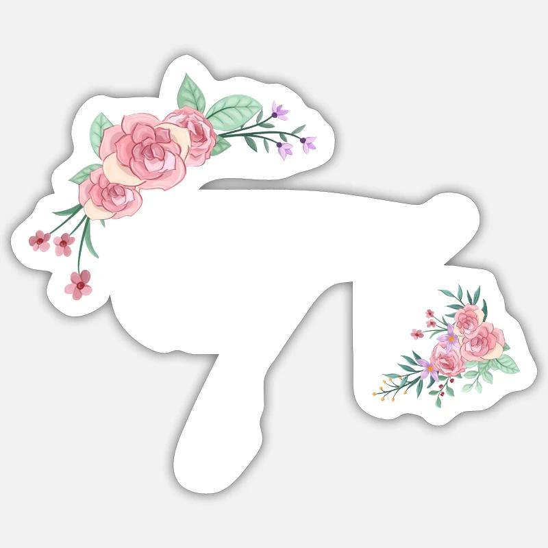 Lettre t fleurs - Sticker taille S (10 x 10 cm) - blanc mat