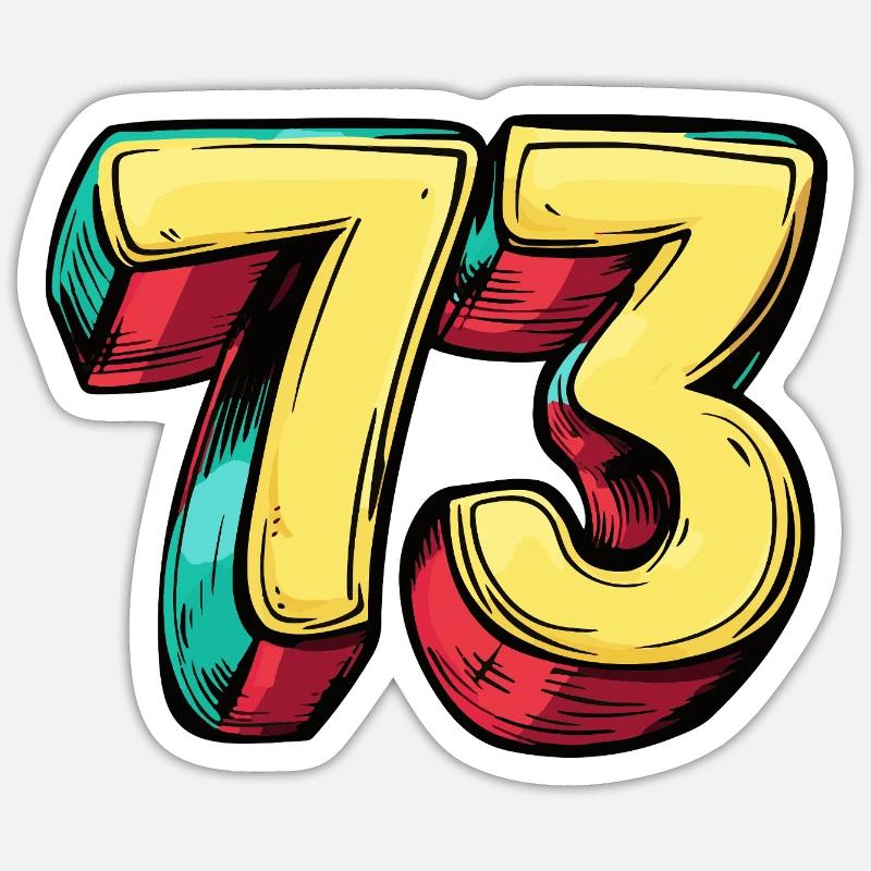 73 Zahl Comic - Sticker Größe S (10 x 10 cm) - Mattweiß