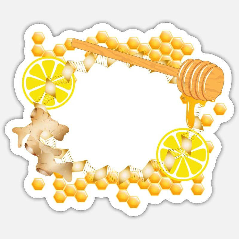 Ginger-Lemon-Honey Frame – Feel-Good Motif - Sticker size S (10 x 10 cm) - white matte