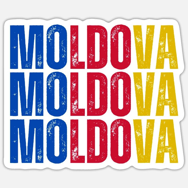 Drapeau moldave, fierté moldave - Sticker taille S (10 x 10 cm) - blanc mat
