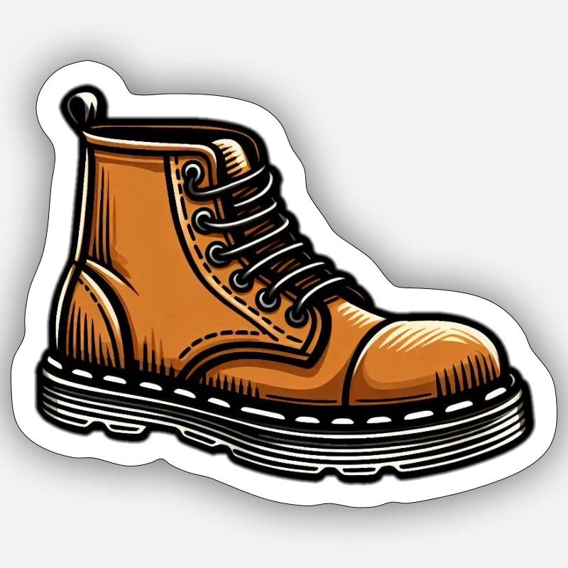 Bottes en marron - Sticker taille S (10 x 10 cm) - blanc mat