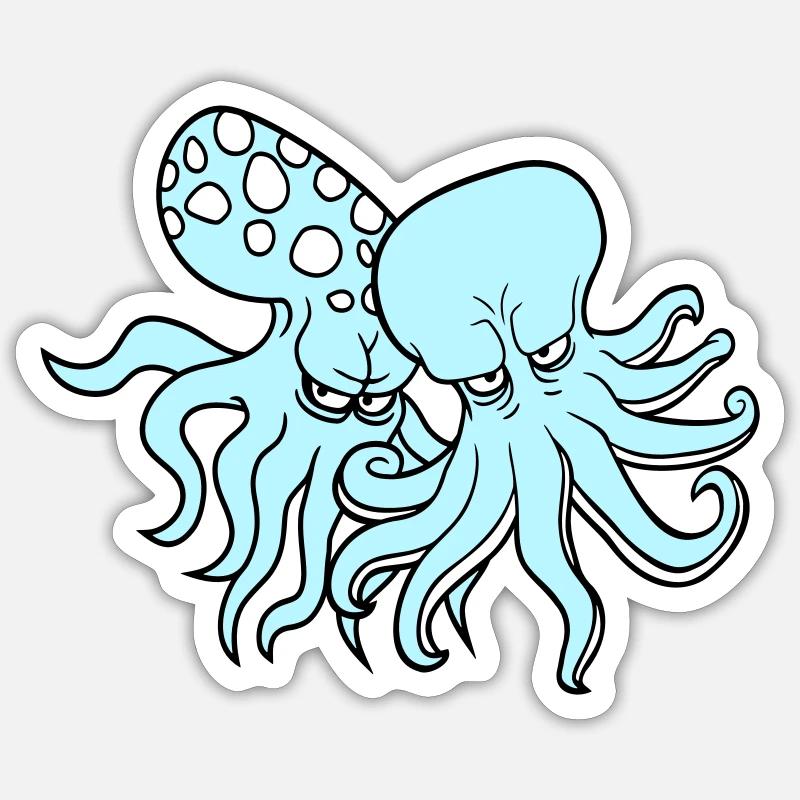 2 Méchant Poulpe Pieuvre Calmar Céphalopode Équipe Sticker taille S (10 x 10 cm)
