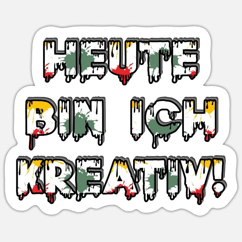 Heute bin ich kreativ! 🎨 Style mit Farbe 😄 - Sticker Größe S (10 x 10 cm) - Mattweiß