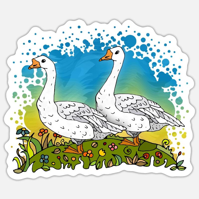 Gänse - Sticker Größe S (10 x 10 cm) - Mattweiß
