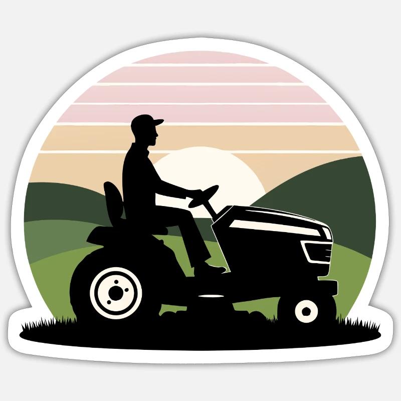 Lawn mower Gift - Sticker size S (10 x 10 cm) - white matte